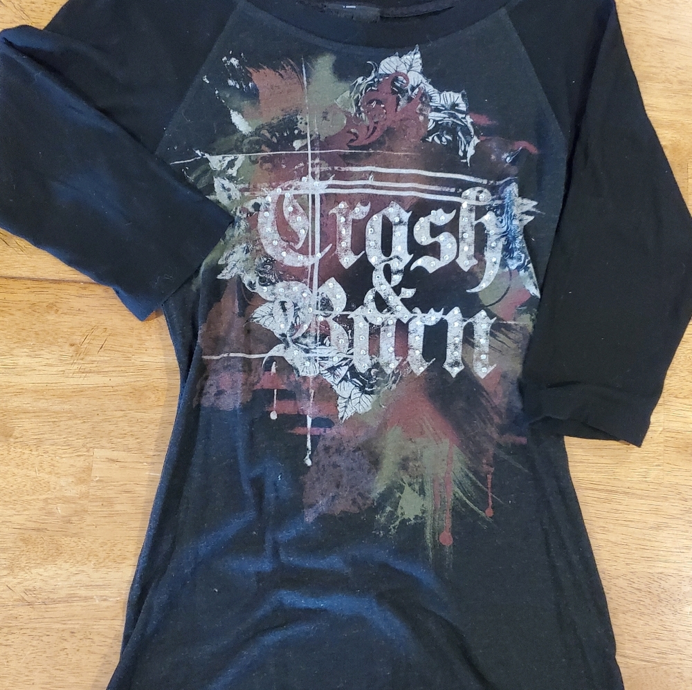 Crash and Burn brand softball style t-shirt